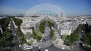 Paris. View from Arch of Triumph. Panorama from Place Charles de Gaulle.