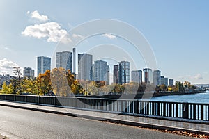 Paris, view from the bridge in the area Javel