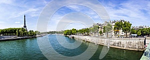 Paris with view at Eiffel tower - the Seine river