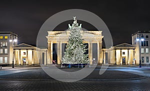 Pariser Platz and Brandenburg Gate in Berlin with Christmas tree photo