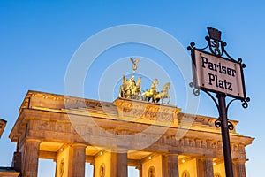 Pariser Platz sign, Berlin Brandenburg Gate