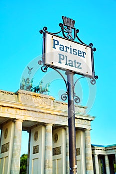 Pariser Platz sign in Berlin, Germany
