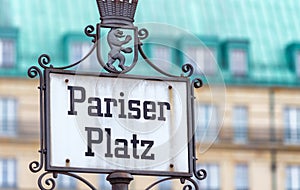 Pariser Platz street sign in Berlin, Germany