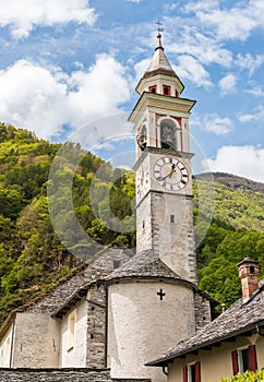 The parish church of the Beata Vergine Assunta in Moghegno, hamlet of Maggia, Ticino, Switzerland photo