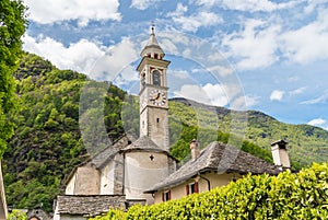 The parish church of the Beata Vergine Assunta in Moghegno, hamlet of Maggia, Ticino, Switzerland photo