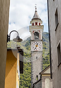 The parish church of the Beata Vergine Assunta in Moghegno, hamlet of Maggia, Ticino, Switzerland photo