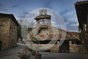 view of the old church of Mogrovejo, Cantabria. Spain. photo