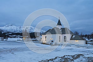 The Hol Church near Leknes, Lofoten Norway