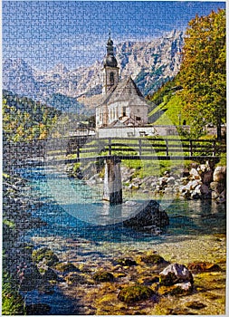 Parish church in Ramsau Germany assembled puzzle image