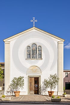 The Parish church S.Andrea Apostolo in Cenaia, Pisa, Italy, on a sunny day photo