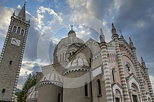 Parish Church of San Mamante, Lizzano in Belvedere, Italy, under a dramatic sky photo