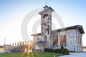 The Parish Church of St. Michael in Crna Vas, near Ljubljana, Slovenia in sunset