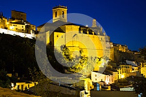 Parish church of Villafames town in night. Valencia