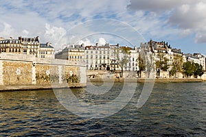 Parisian apartment buildings on the waterfront