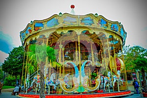 Parisian carousel at the City Hall of Paris France