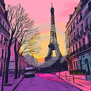 Parisian sunrise, Eiffel Tower view. (1