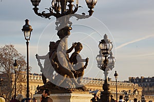 Parisian view on the Pont Alexandre III - France