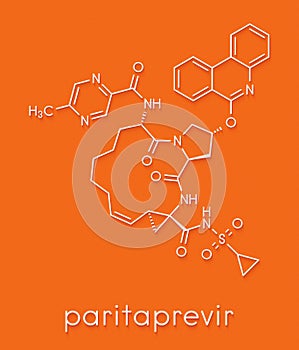 Paritaprevir hepatitis C virus HCV drug molecule NS3-4A serine protease inhibitor. Skeletal formula. photo