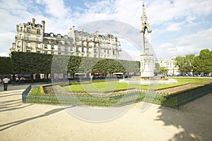 Park Across from Notre Dame Cathedral, Paris, France