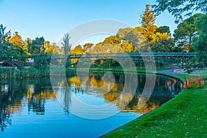 Park alongside Torrens river in Adelaide, Australia