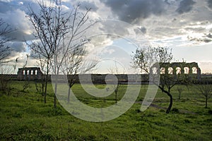 Park of the aqueducts at sunset