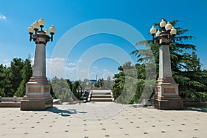 park area of Nizami mausoleum in Gyanja