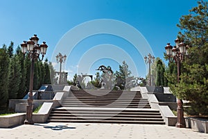 park area of Nizami mausoleum in Gyanja