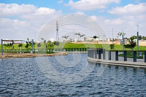 Park with an artificial lake on the outskirts of Beer Sheva