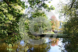 Park in Autumn in the Town Bad Bevensen, Lower Saxony