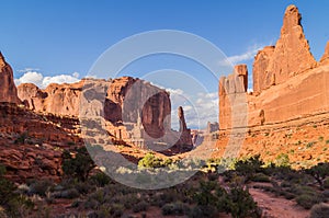 On the Park Avenue trail in the Arches National park,USA.