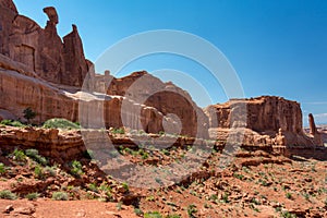 The Park Avenue Trail is one of the first major attractions within Arches National Park, Moab Utah USA