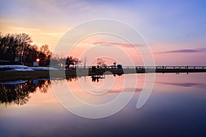 Park on the beach at sunset