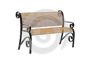 Park bench with armrests isolated on background. 3D illustration