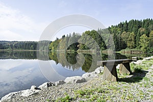 Park bench on a Bavarian lake