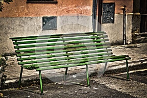 The park bench in the city
