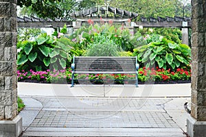 Park Bench, Flower Garden, Eichelman Park, Kenosha, Wisconsin