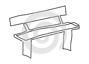 Park bench, garden bench. Continuous line drawing. Linear illustration, isolated on white background