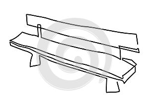 Park bench, garden bench. Continuous line drawing. Linear vector illustration, isolated on white background