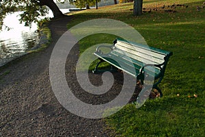 Park bench at Gripsholm castle, Mariefred, Sweden