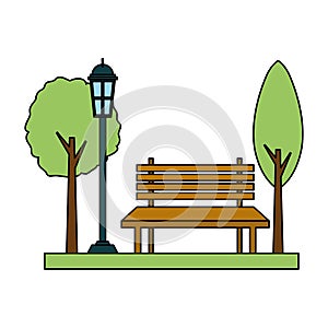 Park bench lamp post