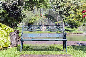 Park Bench in Lumphini Park of Bangkok