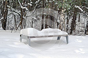 Park Bench with Snow in Winter