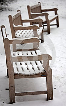 Park benches in winter