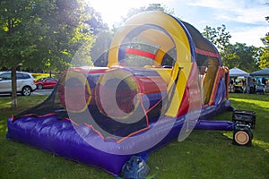 Park blow up bubble plastic fun playhouse for childern on a holiday park event