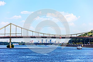 Park Bridge in Kiev, a walking bridge over the Dnieper River