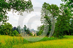 Park and castle building in Goluchow, Poland