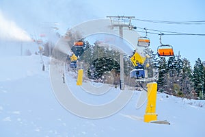Park City ski resort with ski lifts and snow guns
