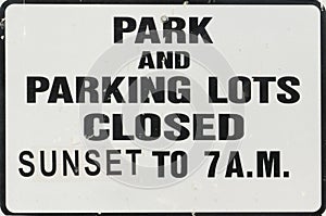 Park Closed Sign