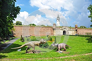 Park of dinosaurs near Belgrade Fortress Kalemegdan