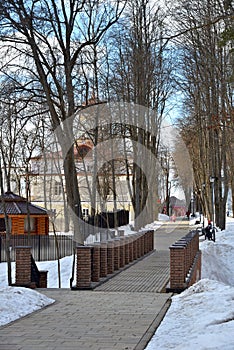 Park of Estate of Staro-Nikolskoye 17th century in Pervomayskoye village, Troitsky administrative district of Moscow, Moscow, Russ